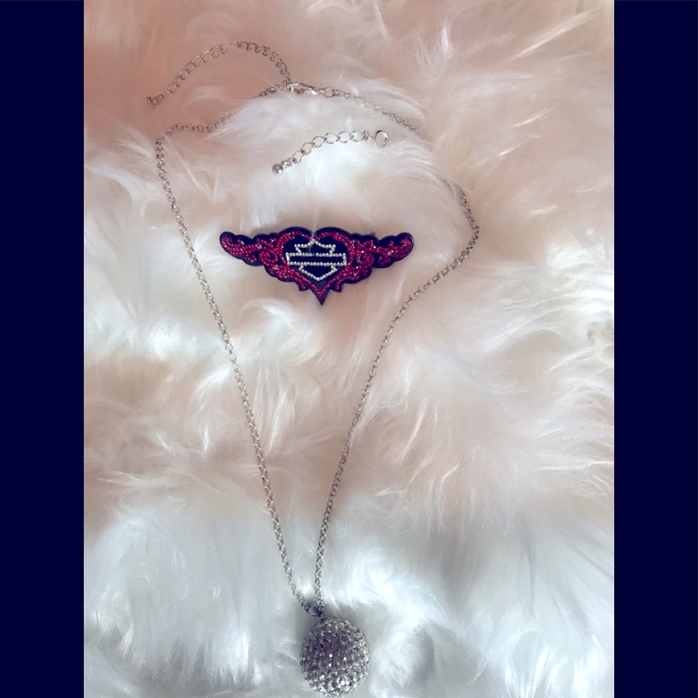 ◾️⬛️”EUC”⬛️▪️RHINESTONE BALL NECKLACE, RED HD PIN